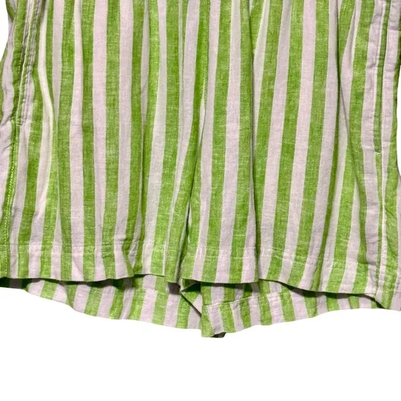 Old Navy Linen Blend Green White Striped Casual Lagenlook Pull On Shorts - Picture 6 of 12